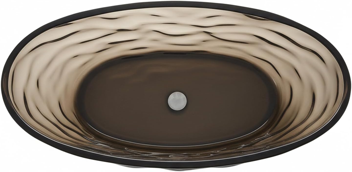 Cpingao 66' Resin Transparent Freestanding Bathtub, Contemporary Oval Stand Alone Tubs, Translucent Resin Freestanding Bath Tub 1670 MM with Drain Black 8851-1700-BK