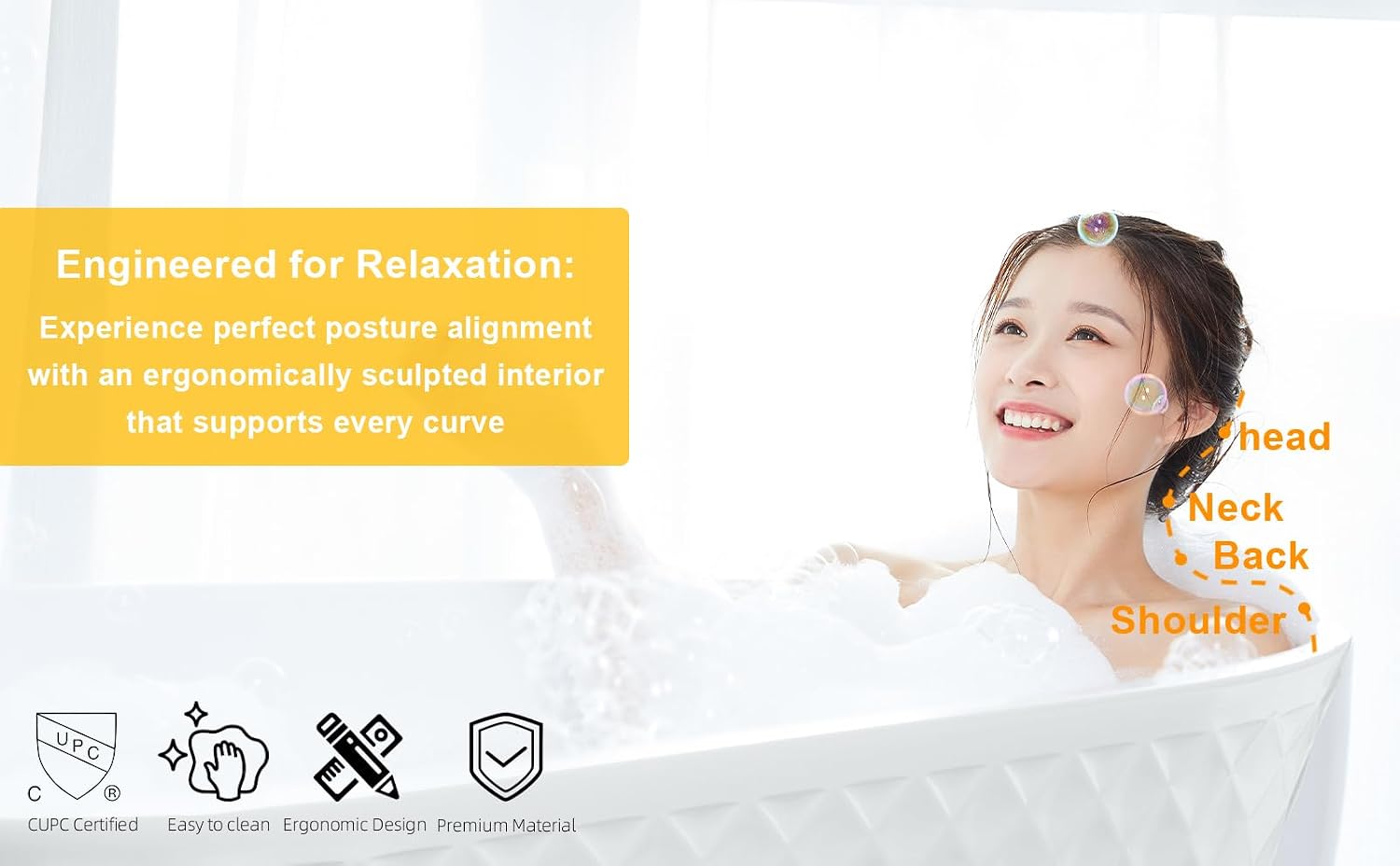 59' Acrylic Freestanding Bathtub, Diamond Pattern Soaking Tub with Chrome Overflow and Pop-Up Drain, Oval Gloss White Finish, CUPC Certified