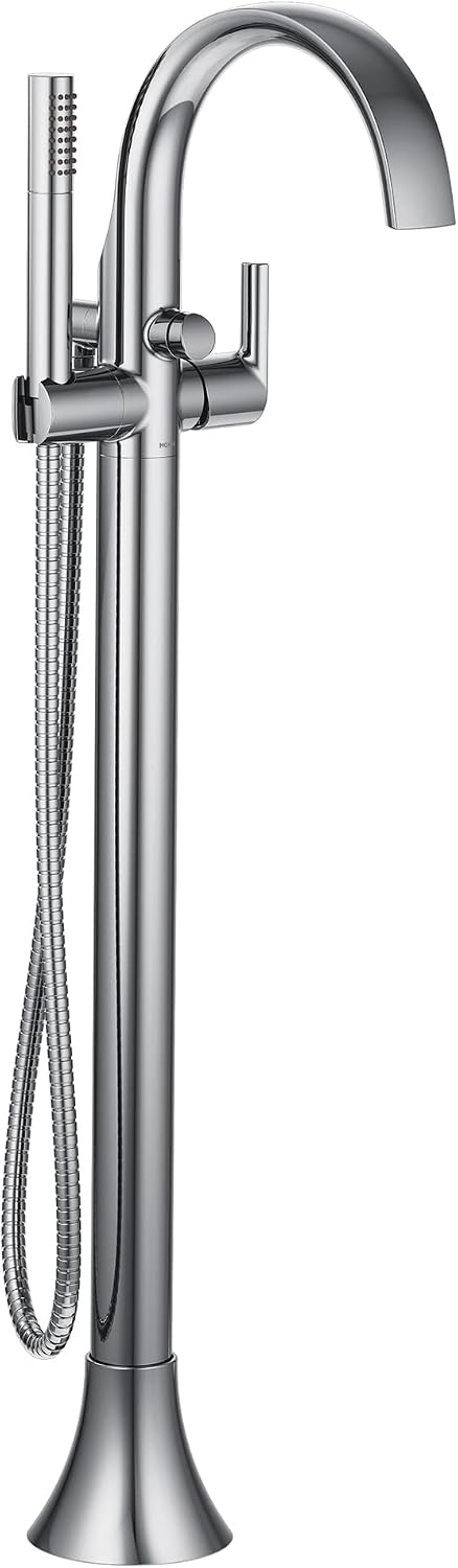 Moen S3105 Doux One-Handle Freestanding Floor Mount Tub Filler with Handshower, Chrome