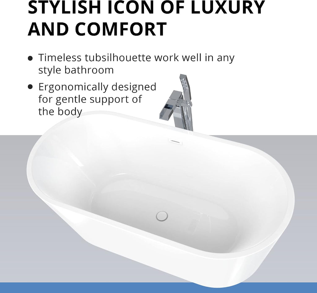 DreamLine Havana 67 in. L x 23 in. H Acrylic Freestanding Bathtub
