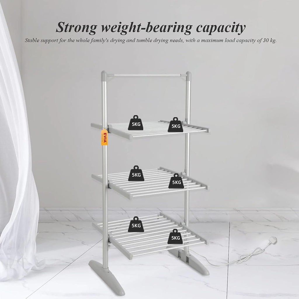 Folding Electric Heated Clothes Drying Rack,Free Standing Laundry Drying Rack,Collapsible Heating Garment Dryer Towel Rail Space Saving for Home Indoor Outdoor