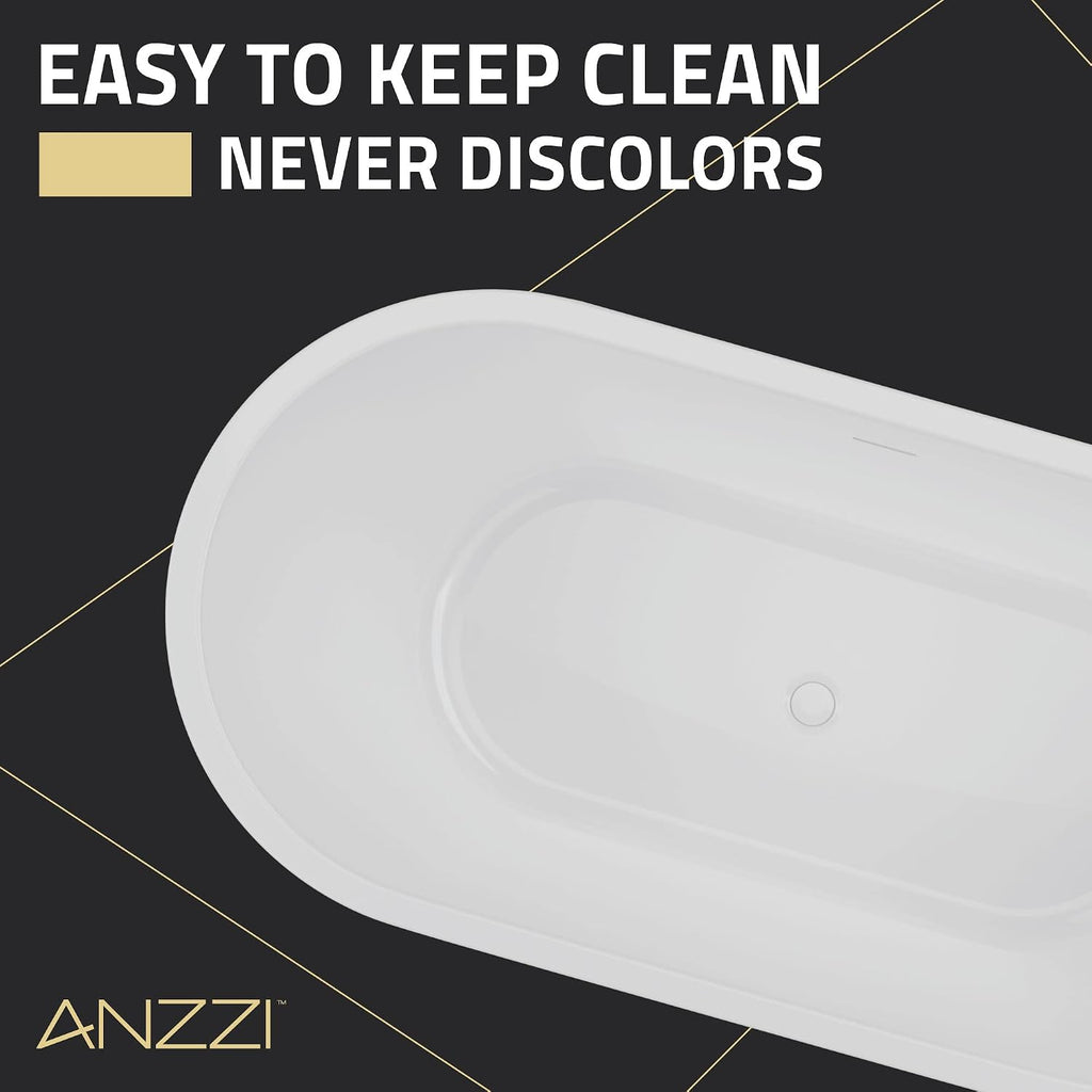 ANZZI Chand 59 in. Acrylic Flatbottom Freestanding Bathtub in Black/White, FT-AZ098-59BK
