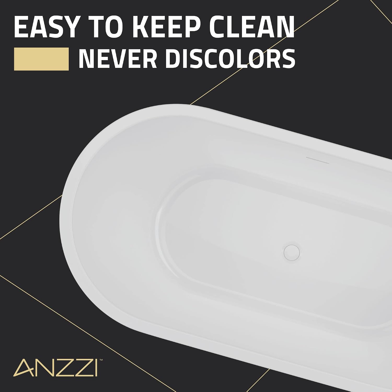 ANZZI Chand 59 in. Acrylic Flatbottom Freestanding Bathtub in Black/White, FT-AZ098-59BK