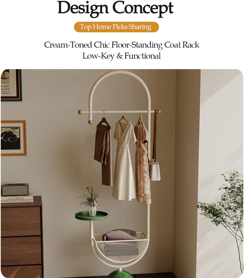 Metal hall tree, Coat Rack Freestanding with multi-tier organizer, Sturdy Coat Tree, Modern Coat Hanger Stand for Entryway, Living Room, Bedroom,Office(Green)
