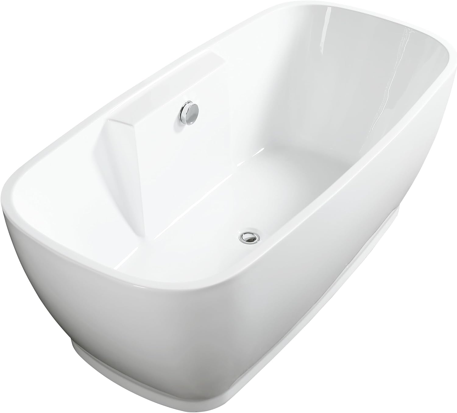 HomeBeyond 59 Inch Free Standing Bathtub | Acrylic Freestanding Soaking Tub deal for Spa-Like Baths, Modern Bathroom Stand Alone Tub Suitable for Couples, Singles, and Families, White