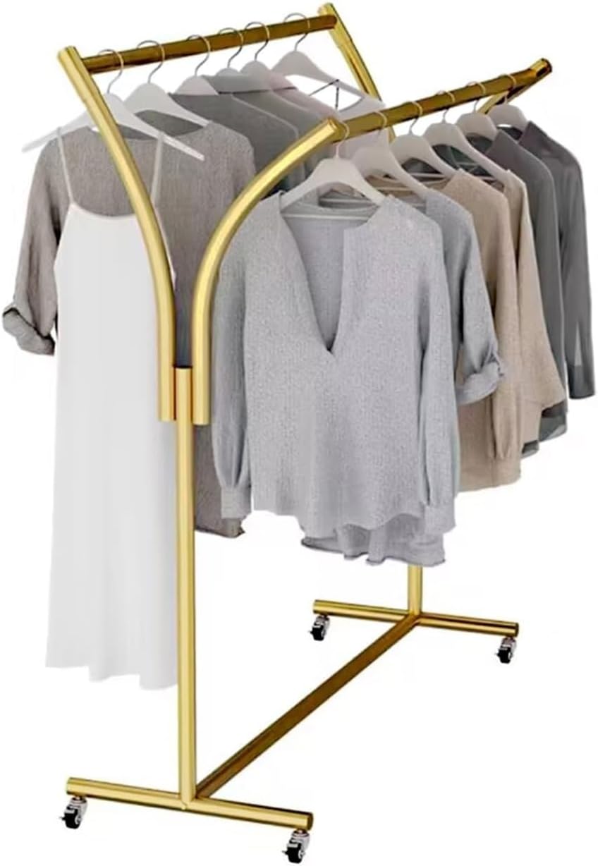 Clothes Racks - Rack for Hanging Clothes Retail Display - Floor Standing Metal Garment Rack - Double Pole Coat Rack, Freestanding Garment Rack, for Bedroom,Home,Office,Indoor(B 120x50x155cm)