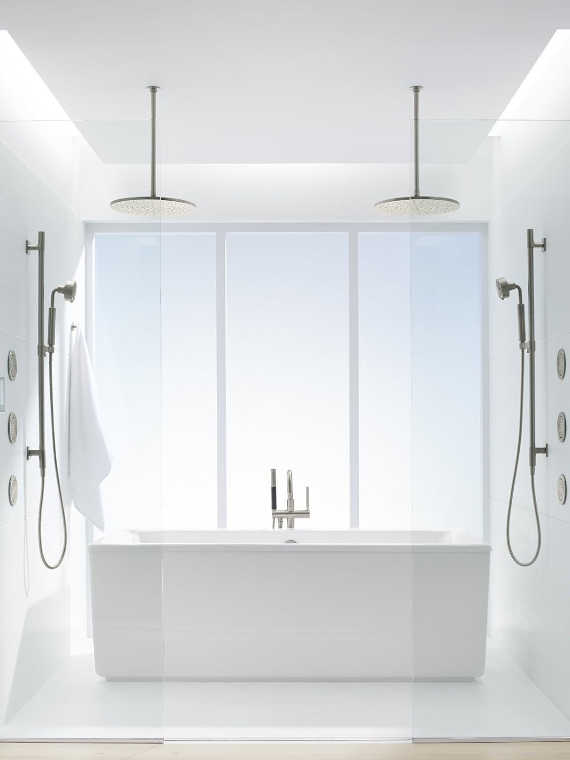 KOHLER 6366-0 Stargaze 72-Inch X 36-Inch Freestanding Bath with Straight Shroud and Center Drain, White, 1-Pack