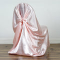 Tableclothsfactory Blush Silky Satin Universal Chair Covers Fits All Type of Chairs Event Dinning Slipcover for Wedding Party Banquet