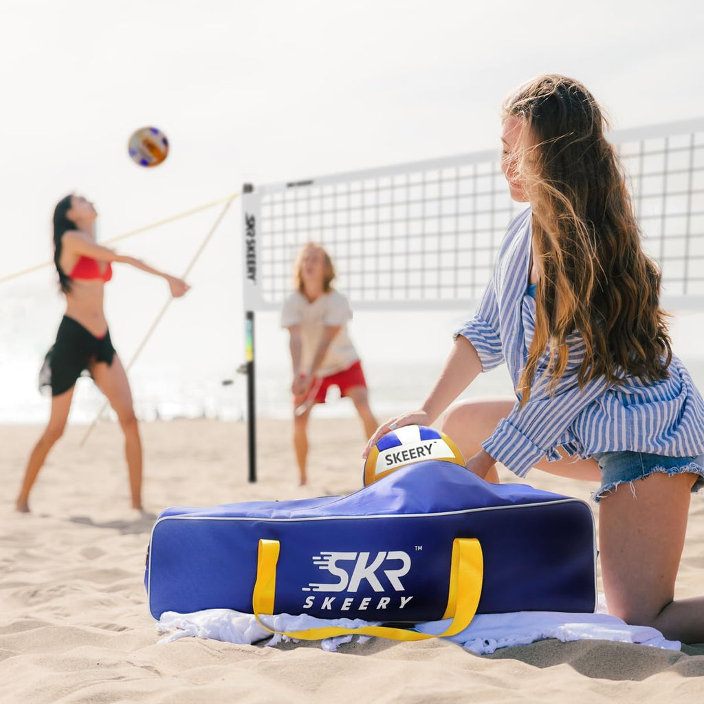 SKEERY Outdoor Heavy Duty Volleyball Net Set, Anti-Sag Design, Adjustable Aluminum Poles, Portable Volleyball Net for Backyard,Grass and Beach