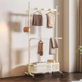 Clothes Racks For Hanging Clothes With Wheels,Garment Rack With Storage Shelves And Coat/Hat Hooks,Freestanding Rolling Clothing Organizer For Bedroom Living Room(White,80cm(31.5in))