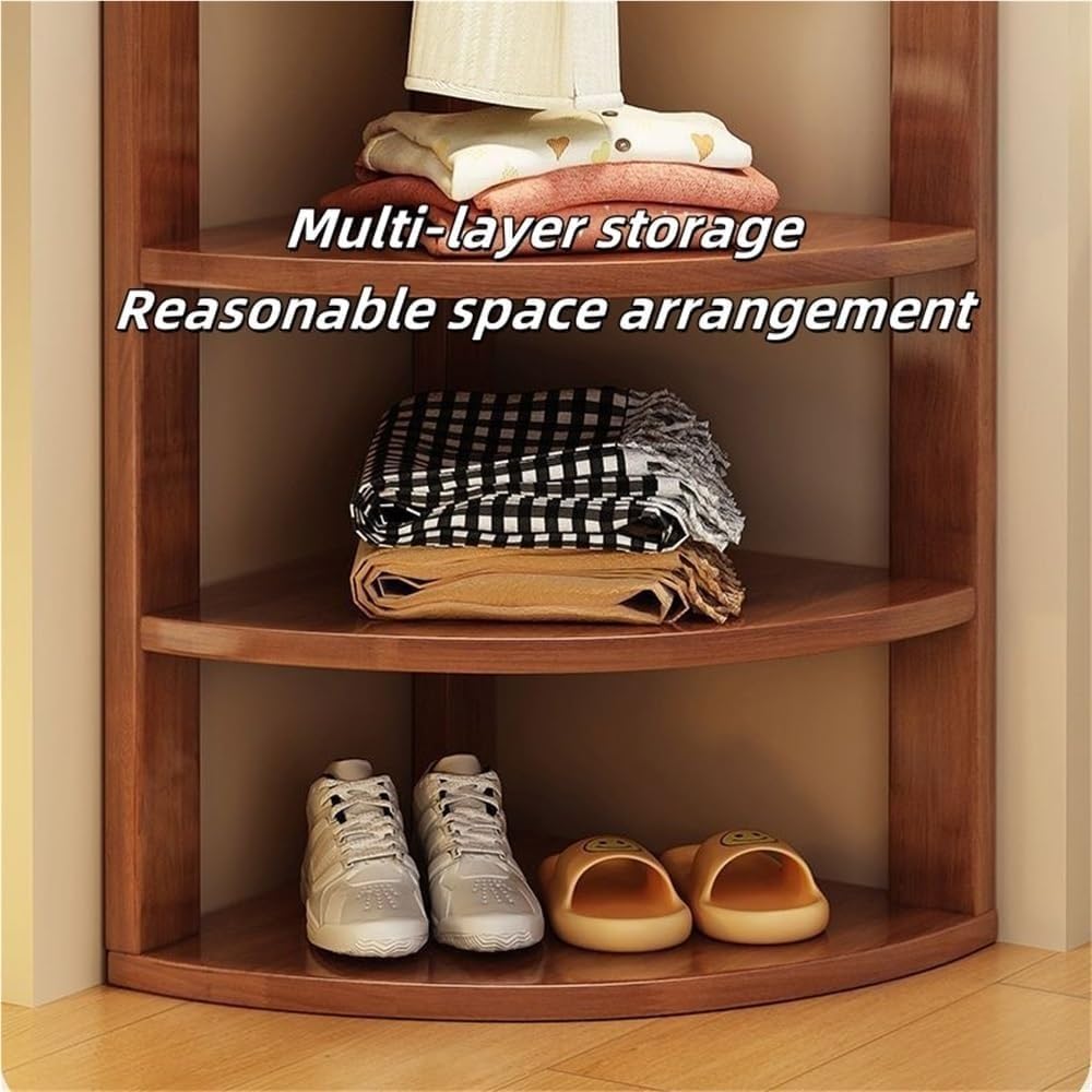 Wood Corner Coat Rack with Storage Shelf Clothing Rack Garment Racks with Rack for Entryway Living Room Solid Construction(White)