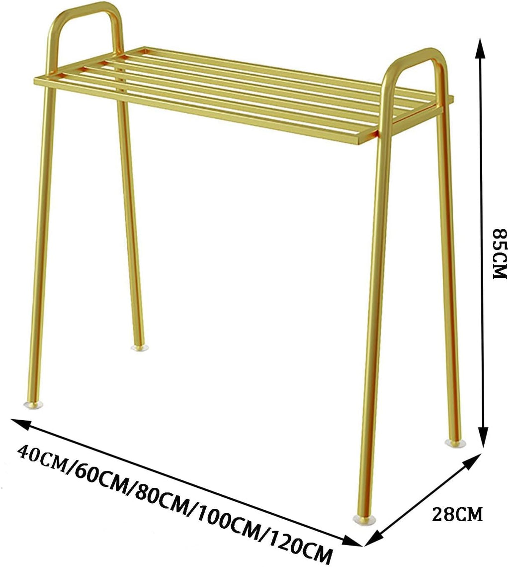 Towel Holder Metal Clothes Rail with Top Shoe Rack for Organizing Clothes and Towel Storage Freestanding Garment Rack for Bedroom Portable Clothes Organizer (100cm, d)