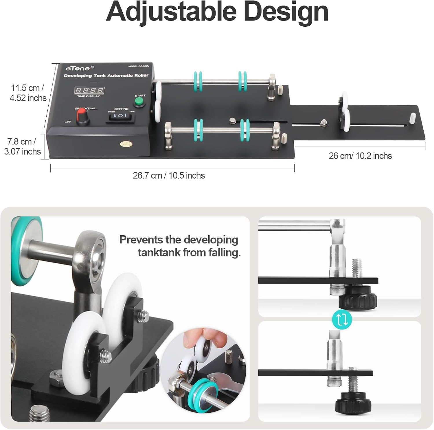 eTone Developing Tank Automatic Roller Darkroom Film Camera Accessories Processing Equipment | Compatible with Jobo AP/1500/Jiancheng/Wigobolt Tanks (Includes Extension for Large Tanks)