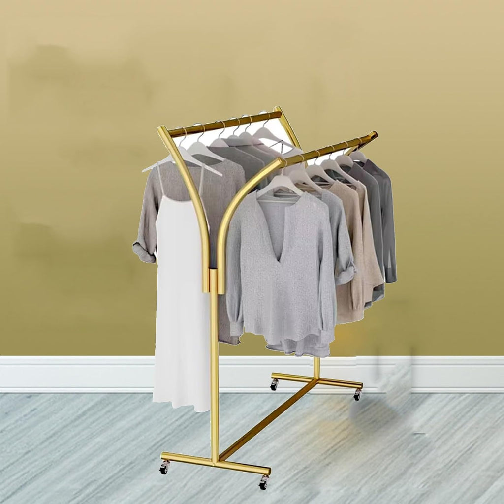 Clothes Racks - Rack for Hanging Clothes Retail Display - Floor Standing Metal Garment Rack - Double Pole Coat Rack, Freestanding Garment Rack, for Bedroom,Home,Office,Indoor(B 150x50x155cm)