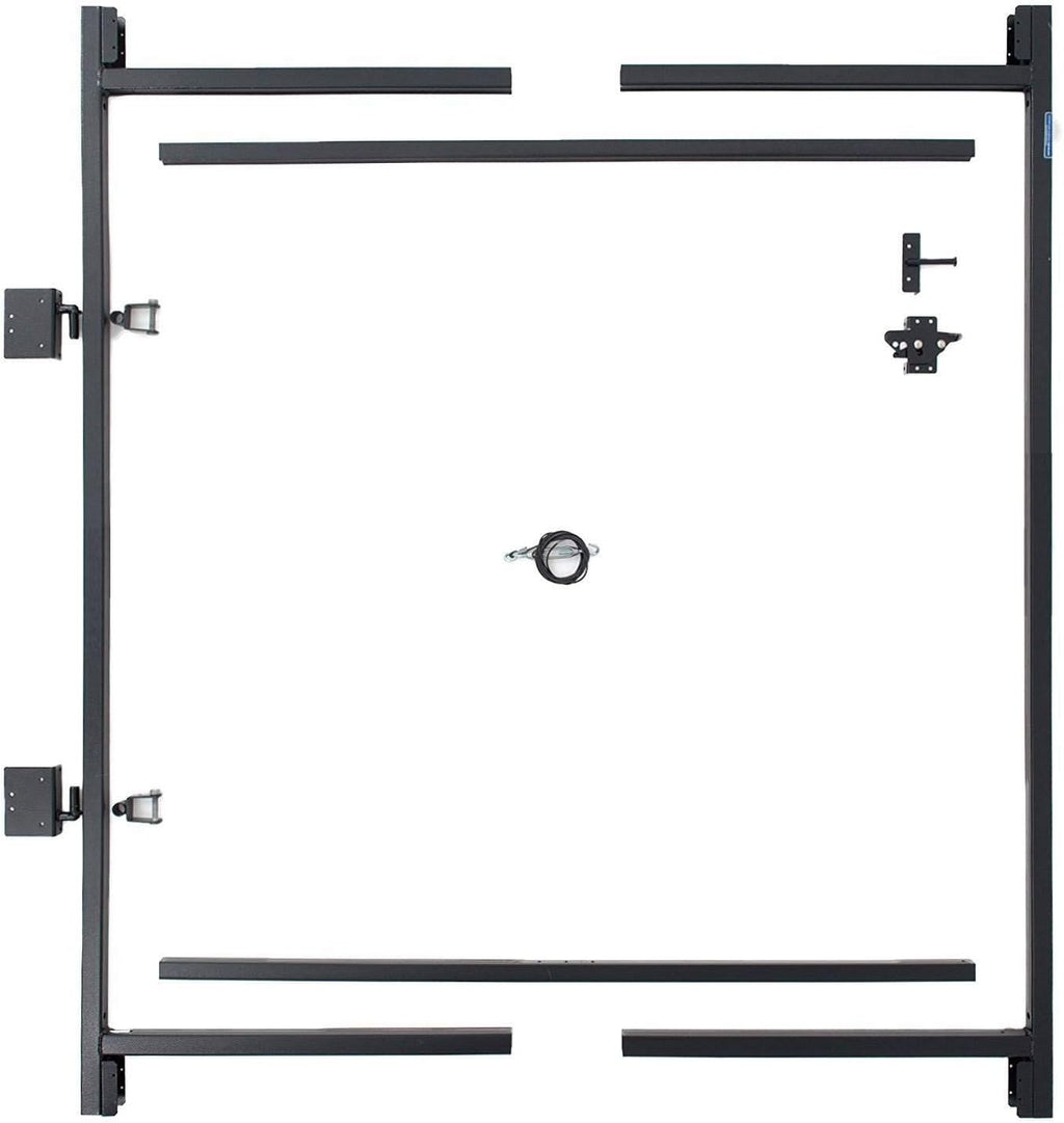 Adjust-A-Gate 2 Way Lockable Easy to Install Steel Frame Gate Latch with Installation Building Kit and Telescoping Bars (2 Pack)