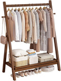 Floor-Standing Solid Wood Rotating Coat Rack，Bamboo Coat Rack with Hooks and Shelves for Entryway and Bedroom