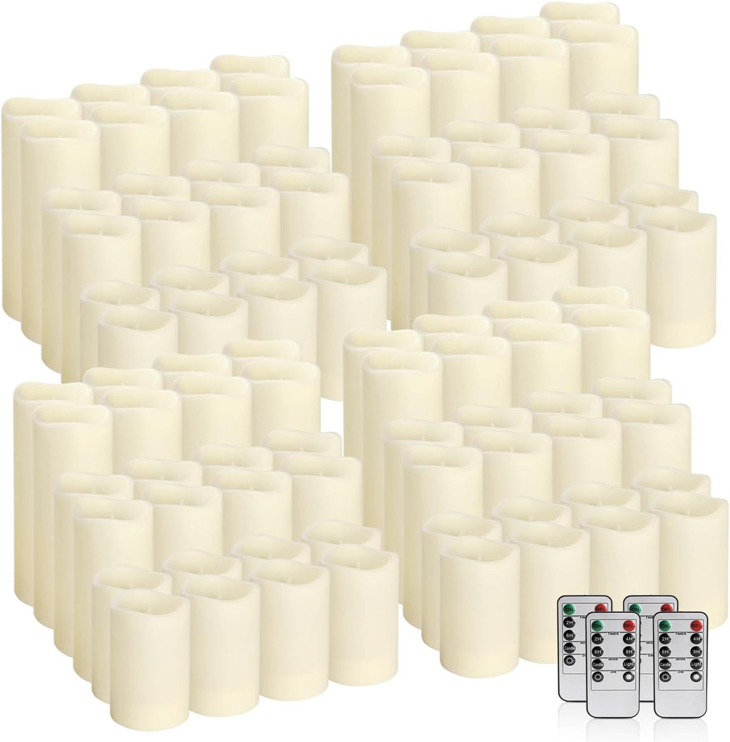 YOROXRG Set of 96 Waterproof Outdoor Flameless Candles, LED Candles with 4 Remote and Timer,(H 4' 5' 6' x D 2.2'),for Halloween Wedding Festival