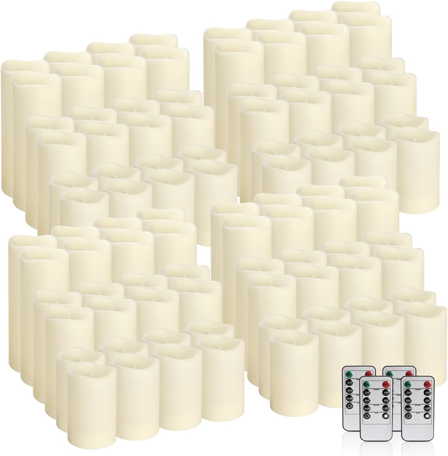 YOROXRG Set of 96 Waterproof Outdoor Flameless Candles, LED Candles with 4 Remote and Timer,(H 4' 5' 6' x D 2.2'),for Halloween Wedding Festival