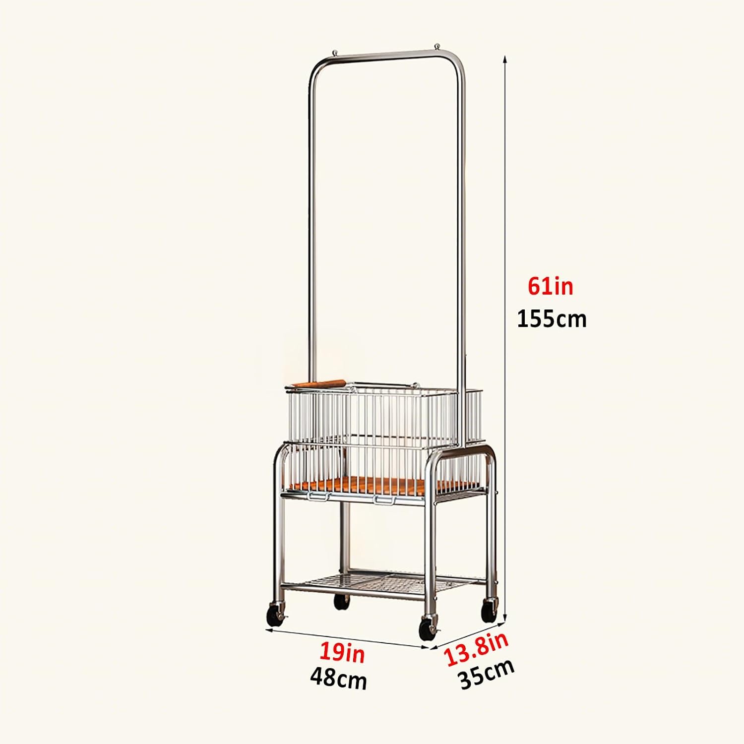 Garment Rack With Wheels, Rolling Clothing Racks For Hanging Clothes, Clothes Rack With Shelves, Metal Freestanding Clothing Organizer, For Bedroom Living Room