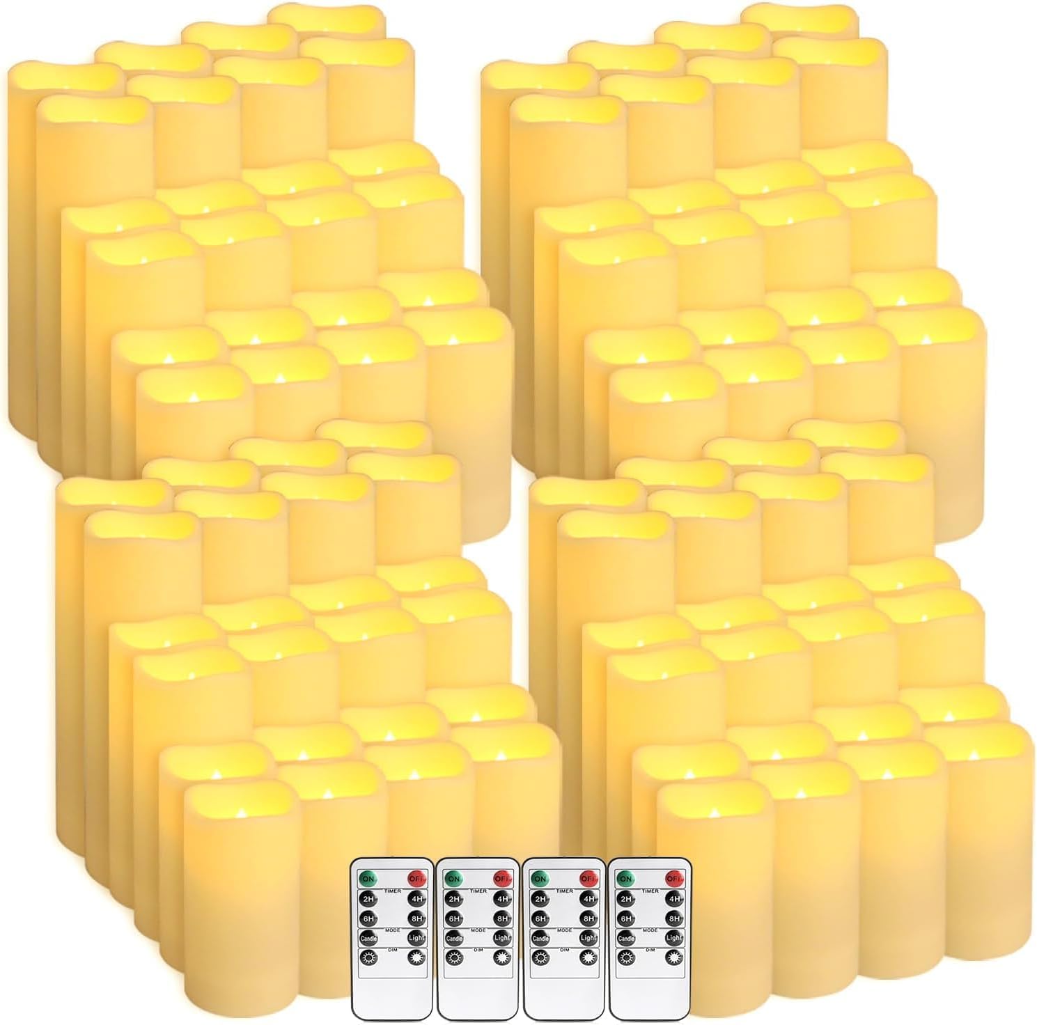 YOROXRG Set of 96 Waterproof Outdoor Flameless Candles, LED Candles with 4 Remote and Timer,(H 4' 5' 6' x D 2.2'),for Halloween Wedding Festival