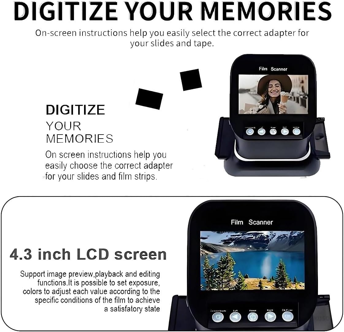 Digital Film Scanner for 35mm 135 127 126 Negatives Slides High Resolution 1080P Converter with Image Preview Editing