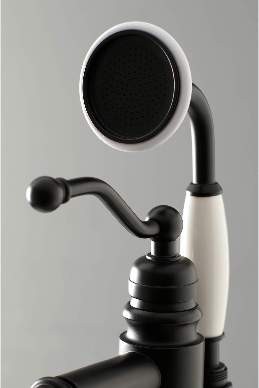 Kingston Brass KS7130ABL English Country Freestanding Tub Faucet with Hand Shower, Matte Black