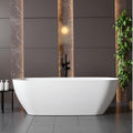 59'' Freestanding Bathtub Resin Stone Deep Soaking Tubs Solid Surface Matte Tub with Overflow and Pop-up Drain
