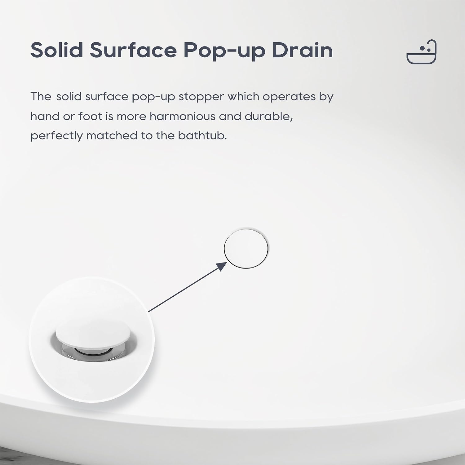 SJ STAR&JANE 69' Solid Surface Freestanding Bathtub, Matte White Oval Stone Resin Soaking Tub Stand Alone Tub with Overflow and Pop-up Drain for Modern Bathrooms