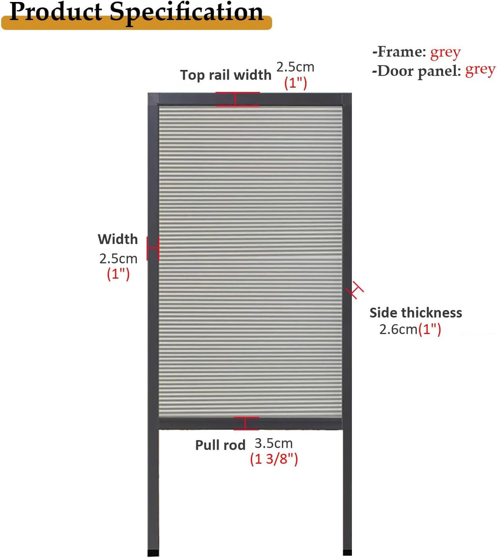 No Low Track Accordion Folding Door, Aluminum Frame Sliding Screen Door with Cellular Fabric Panel, Top Down Bottom Up Telescopic Door Kit(22x39in(56x99cm))