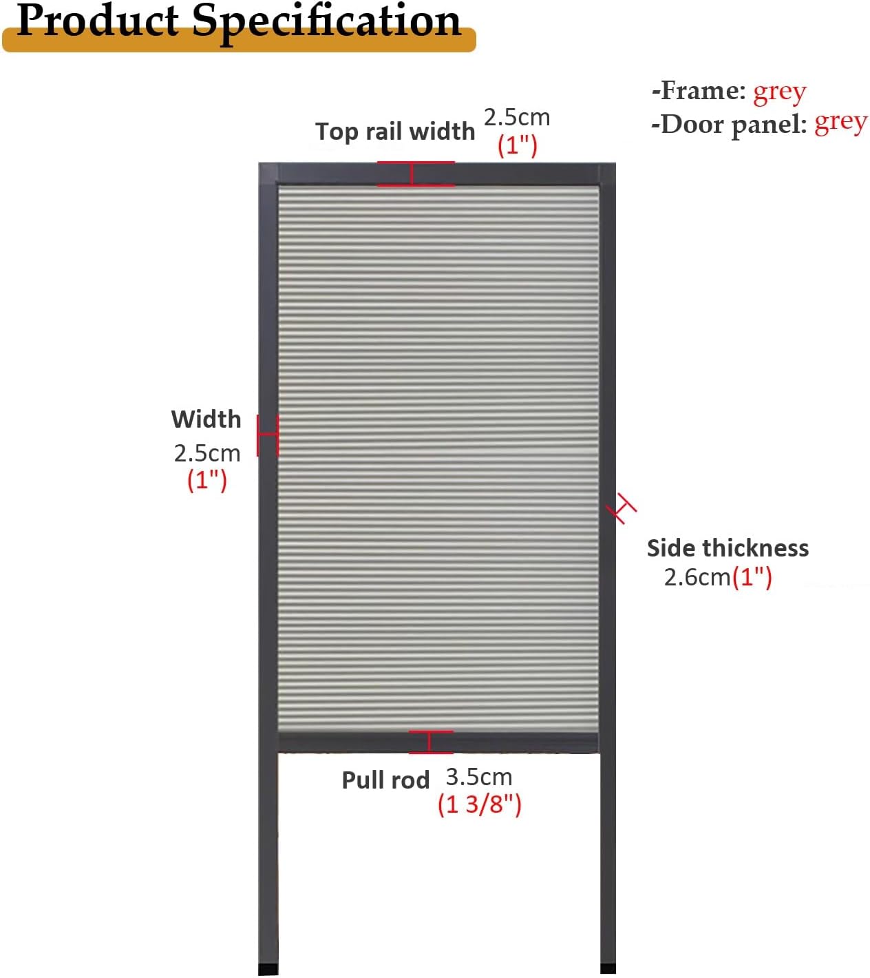 No Low Track Accordion Folding Door, Aluminum Frame Sliding Screen Door with Cellular Fabric Panel, Top Down Bottom Up Telescopic Door Kit(22x39in(56x99cm))