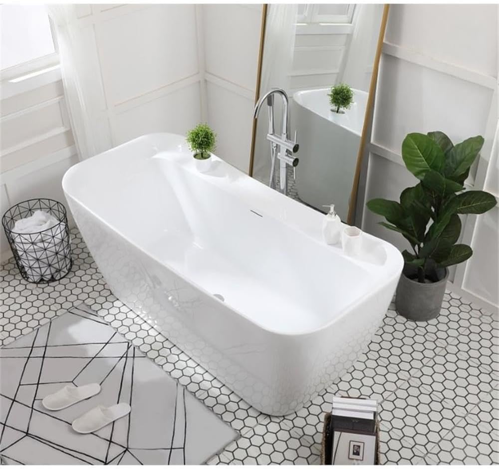 Elegant Decor Indoor Modern 67 inch Soaking Bathtub in Glossy white - 67x30.7x25.5