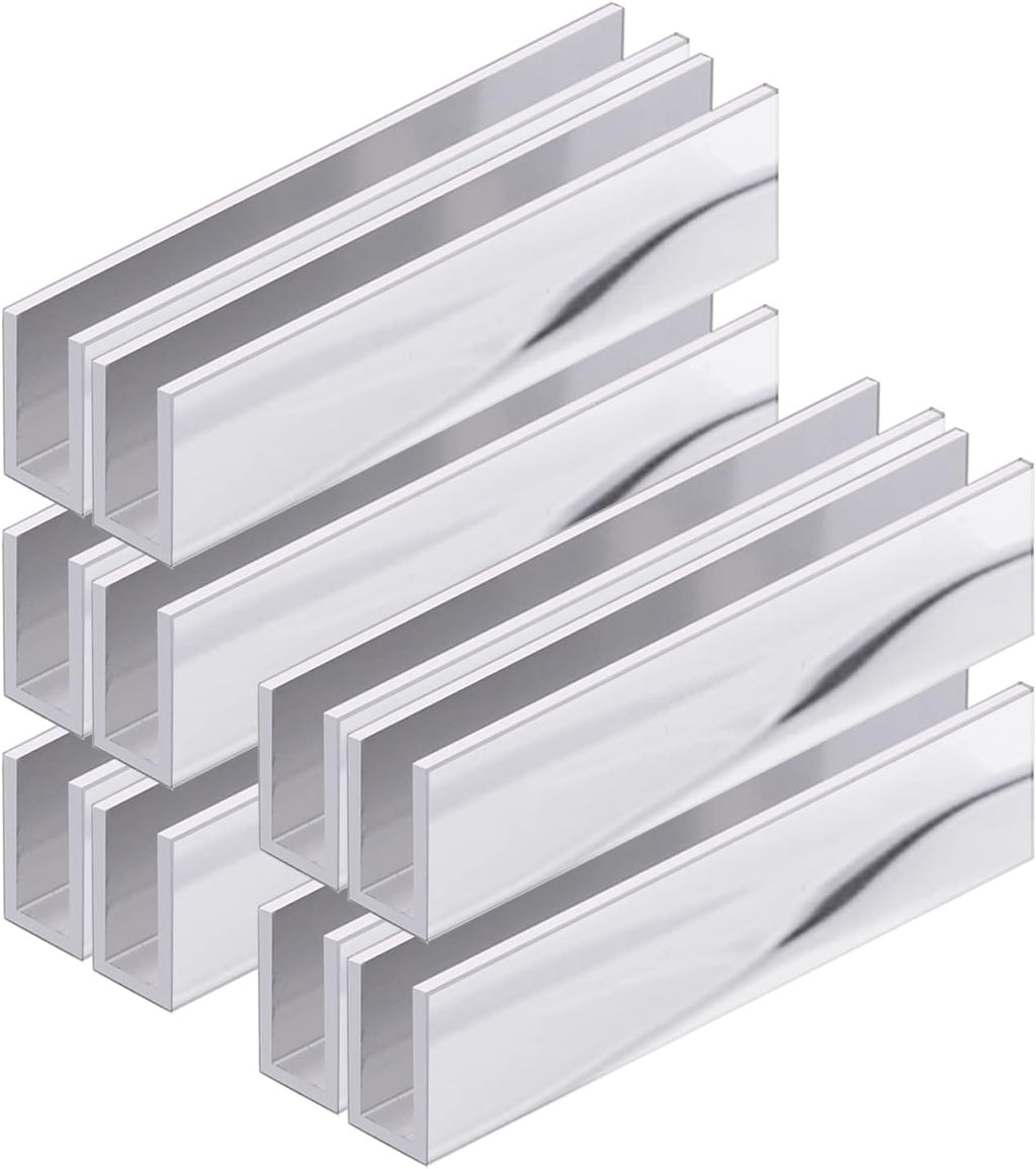 Aluminum Fixed Panel Shower Door U Channel for 1/2' Thick Glass 95 inches Length (10, Chrome Finish)