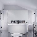 ANZZI 67' Freestanding Tub, Air Bubble Acrylic Freestanding Bathtub, White Acrylic + Fiberglass, Soaking Tub, Drain and Overflow, Light Up Control Pad (AMZ-FT-67)