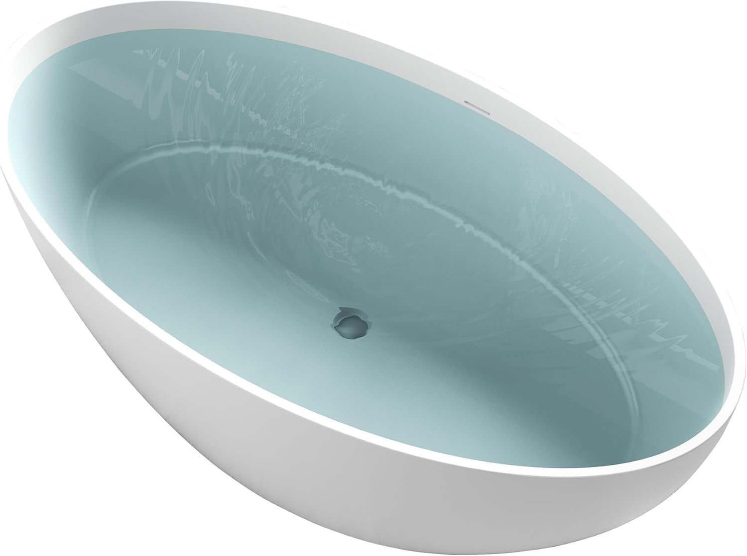 ANZZI Freestanding Bathtub 67 In Flat Bottom Solid Surface Matte White Cestino Series One Piece Soaking Tub Center Drain With Overflow Modern Bathroom Design Deep Basin Ergo FT-AZ510 | FT-AZ510