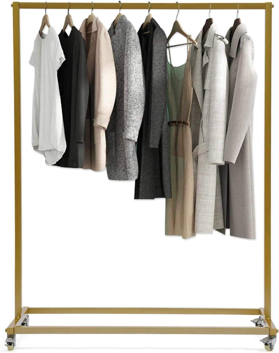 TFCFL Industrial Clothing Rack with with Wheels Heavy Duty Metal Rolling Garment Rack Modern Simple Display Rack with Bottom Shelves for Home, Clothing Store or Balcony