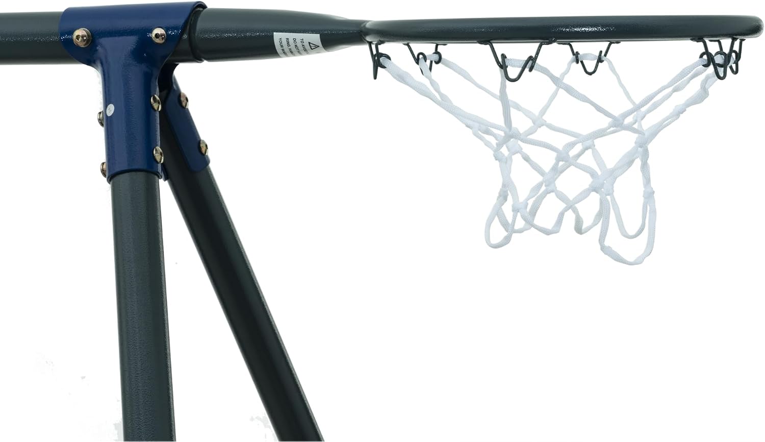 Metal 6 in 1 Swing Set for Kids, Basketball Hoop & Football net, Seesaw & 3.28ft Slide Durable Steel Frame – Outdoor Backyard Playset, Swing Sets for Backyard - Playground (Blue)