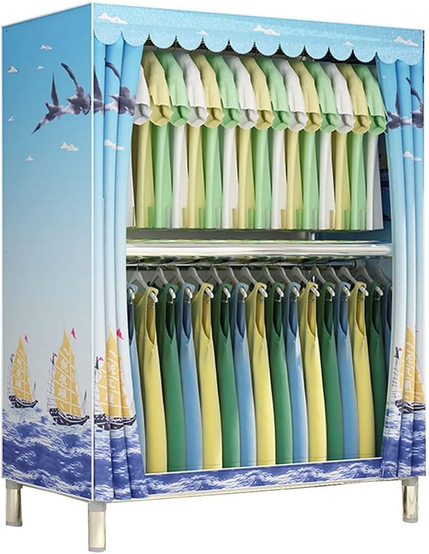 Portable Closet Wardrobe with 2 Hanging Rods Non-Woven Fabric Freestanding Garment Rack for Bedroom (Color : C, Size : 85x45x170cm)