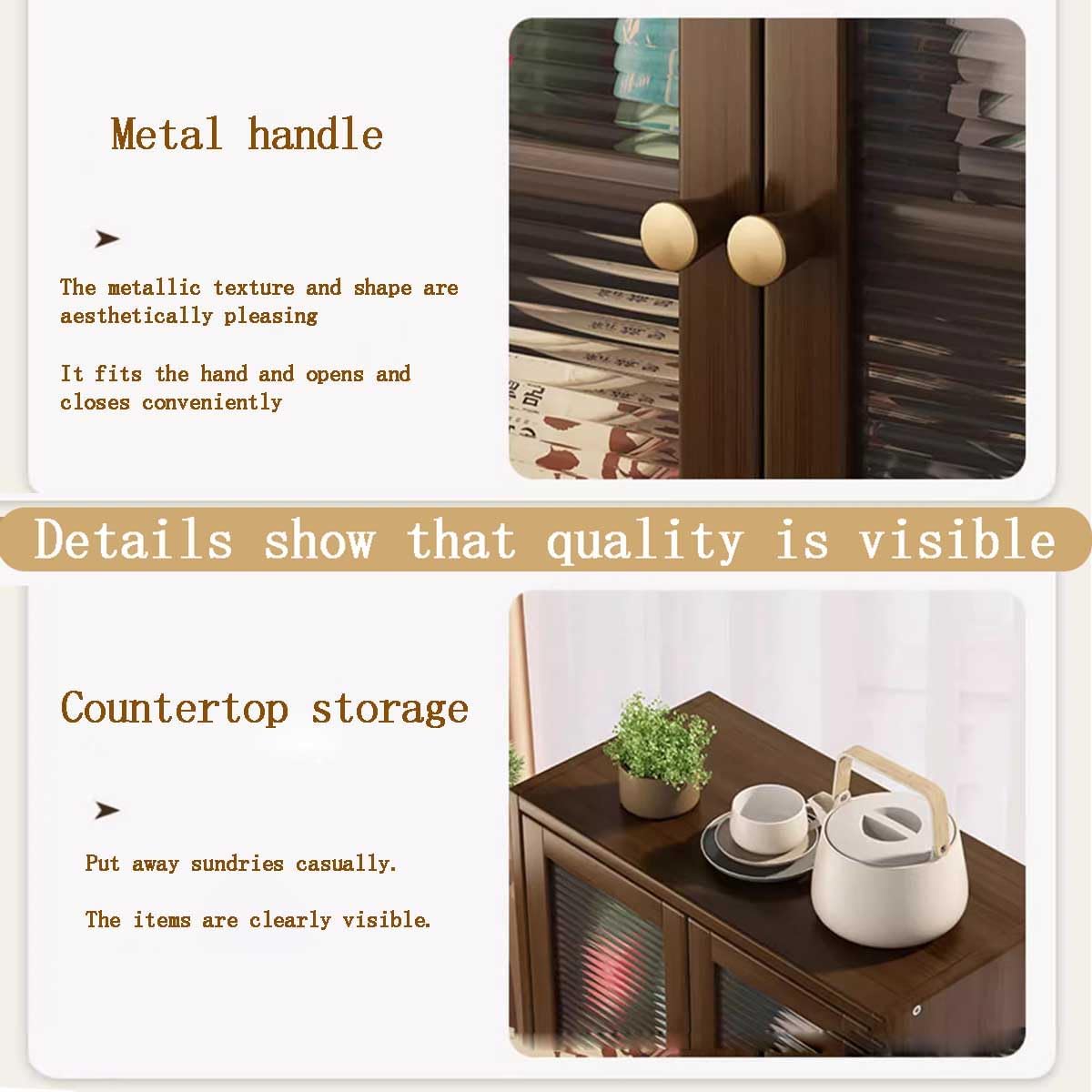 with Magnetic Door Countertop Cabinet，Storage Cabinet, Sideboard，Nanzhu Organizer for Kitchen Living Room Bedroom Bathroom Office with a drawer14.6x6.7x18.1(Brown