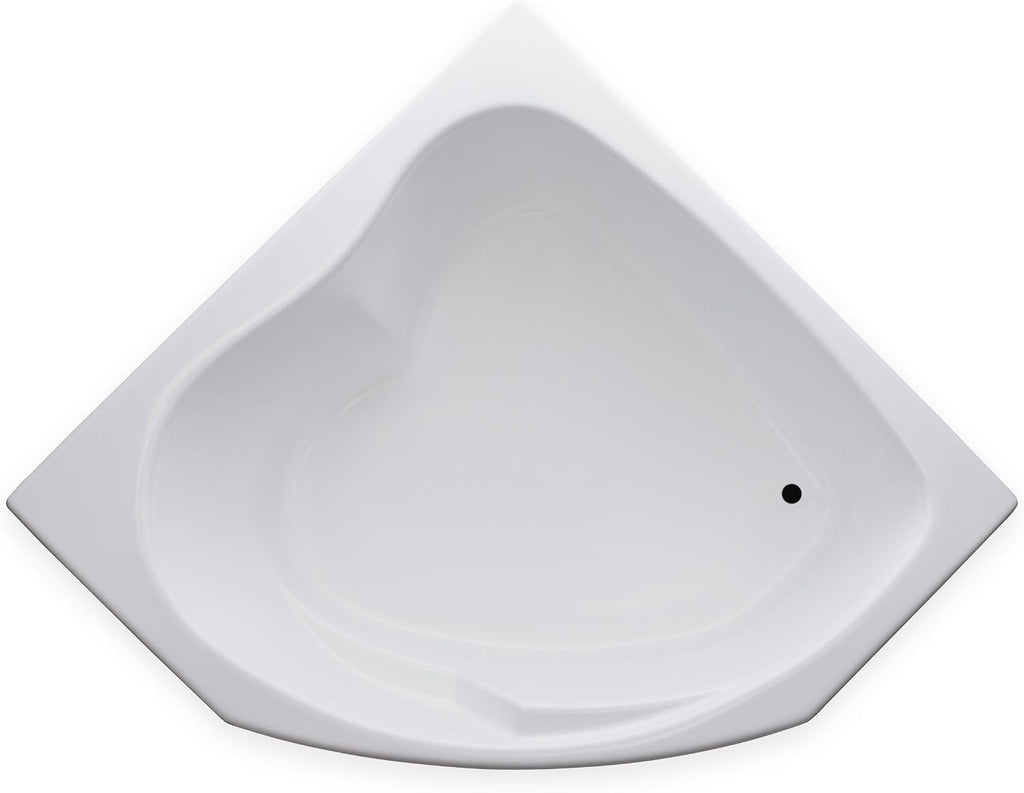 Carver Tubs - SKC5555 - Soaking Acrylic Corner Bathtub - 55'L x 55'W x 18.5'H - Two Person White Triangle Heart Tub