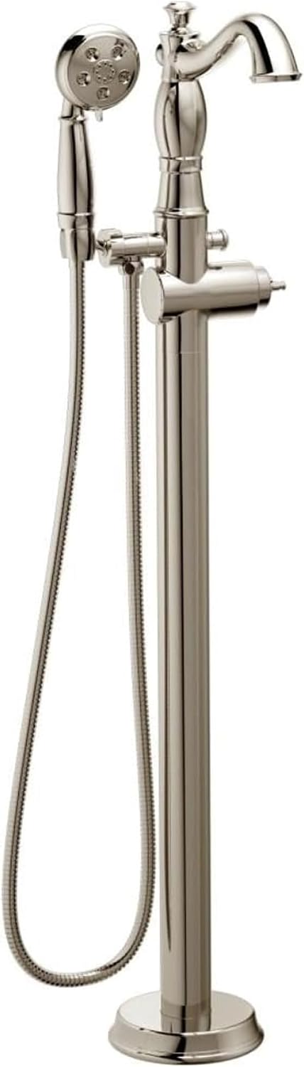Delta Freestanding Tub Faucet with Hand Held Shower, Polished Nickel Floor Mount Tub Filler, Polished Nickel T4797-PNFL-LHP (Valve and Handle Not Included)