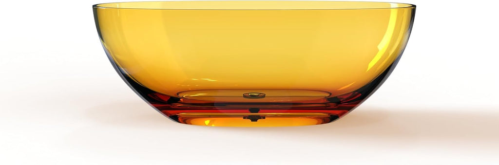 Solid Surface Freestanding Bathtub 61', Modern Oval Shape Soaking Tub, Stone Resin Stand Alone Bathtub with Drain & Integrated Slotted Overflow Transparent Orange AMFS303-1550-Orange