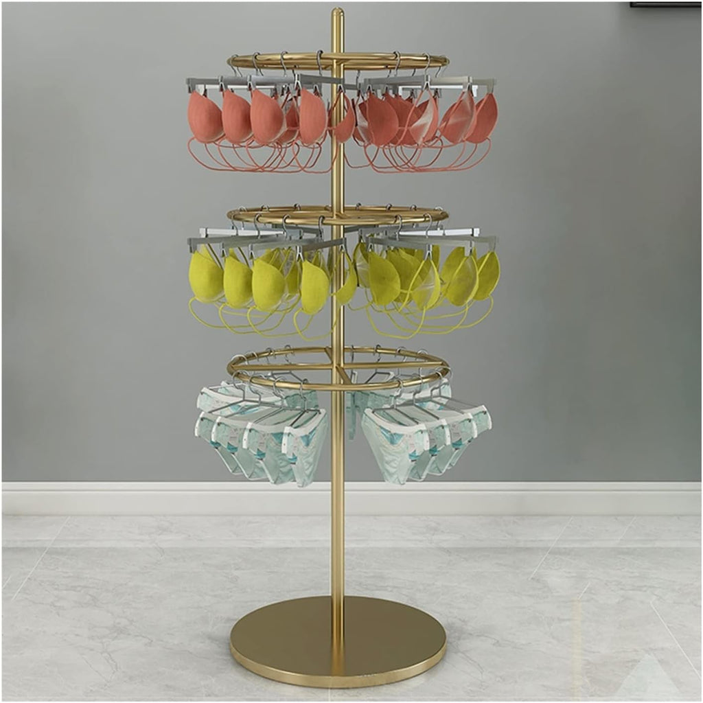 Clothes RackUnderwear Rack, Clothing Store Display Stand, Freestanding Retail Boutique Home Floor-Standing Storage Shelf, Lingerie Bra Shorts Panties Hanging Rack Hanger,Gold-50x140CM