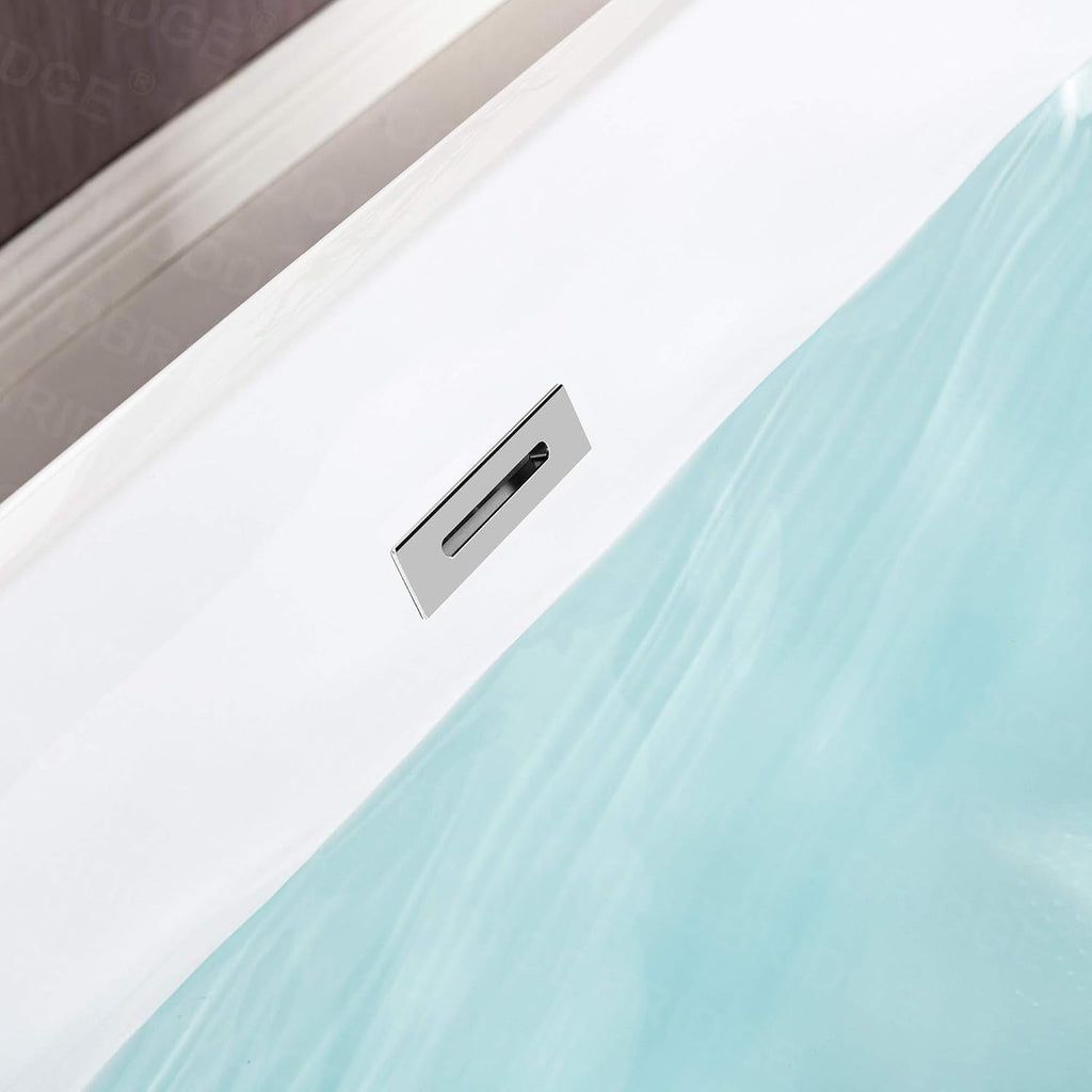 WOODBRIDGE 59'Freestanding White Acylic Soaking Bathtub with Chrome Drain and Overflow,BTA1509 -C-Drain &O