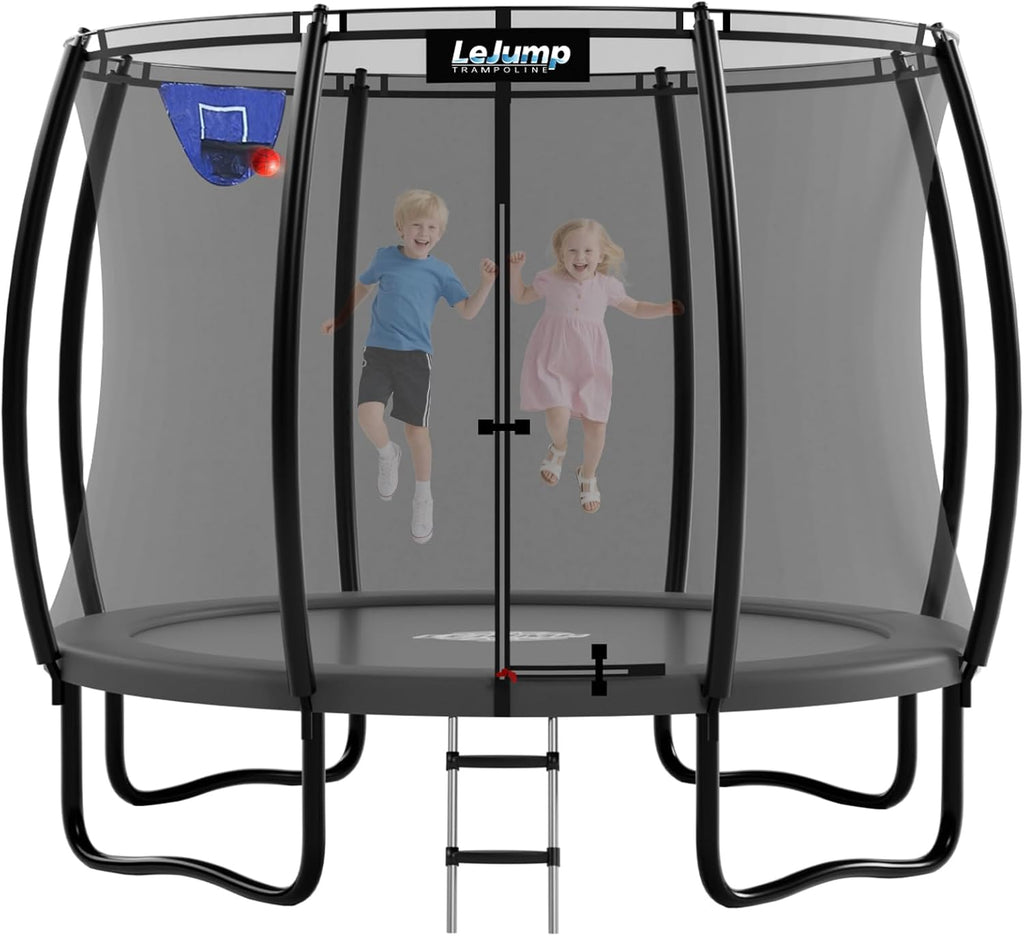 LeJump 14FT 12FT 10FT Springless Outdoor Trampoline with Net, ASTM Approved Backyard Big Trampolines for Kids and Adults