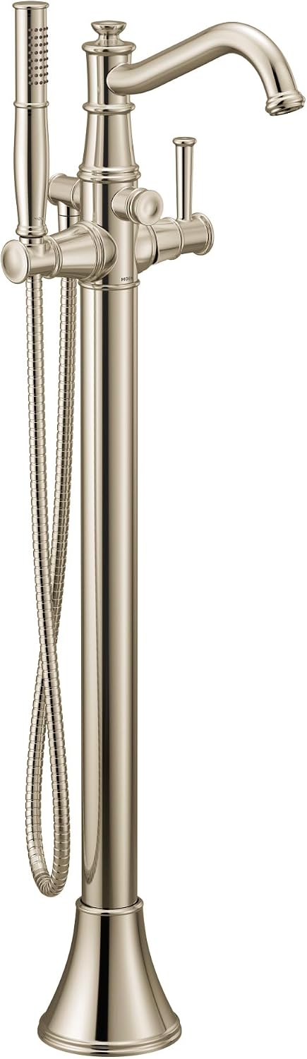 Moen 9025NL Belfield One-Handle Freestanding Floor Mount Tub Filler with Handshower, Polished Nickel