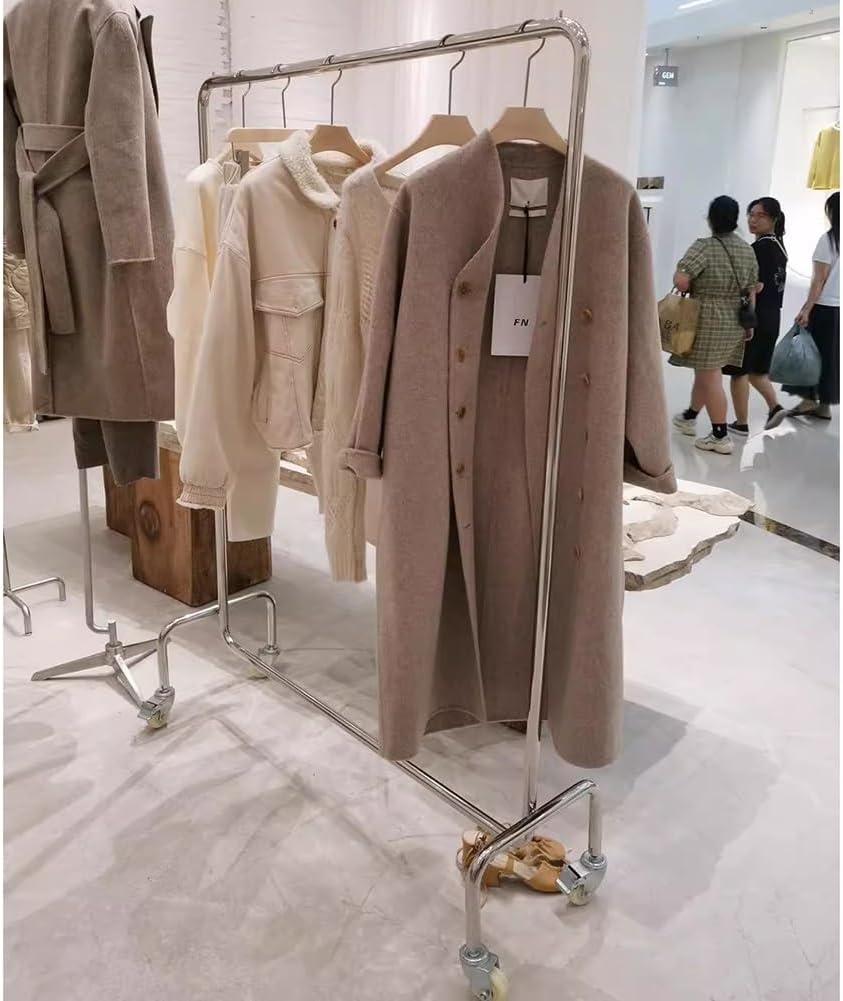 for Hanging Clothes Heavy Duty Clothes Rack, Garment Rack, Stainless Steel Clothes Rail with Locking Wheels, Freestanding Coat Rack for Bedrooms and Boutiques(100x40x150cm)