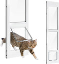 Petoasis Cat Door for Sliding Glass Door, Fits 92-1/4' to 96-1/2' Sliding Door Cat Door Insert, Upgraded All-Season Rigid Flap with Magnetic Closure, 4-Way Safety Lock (Full-Height)