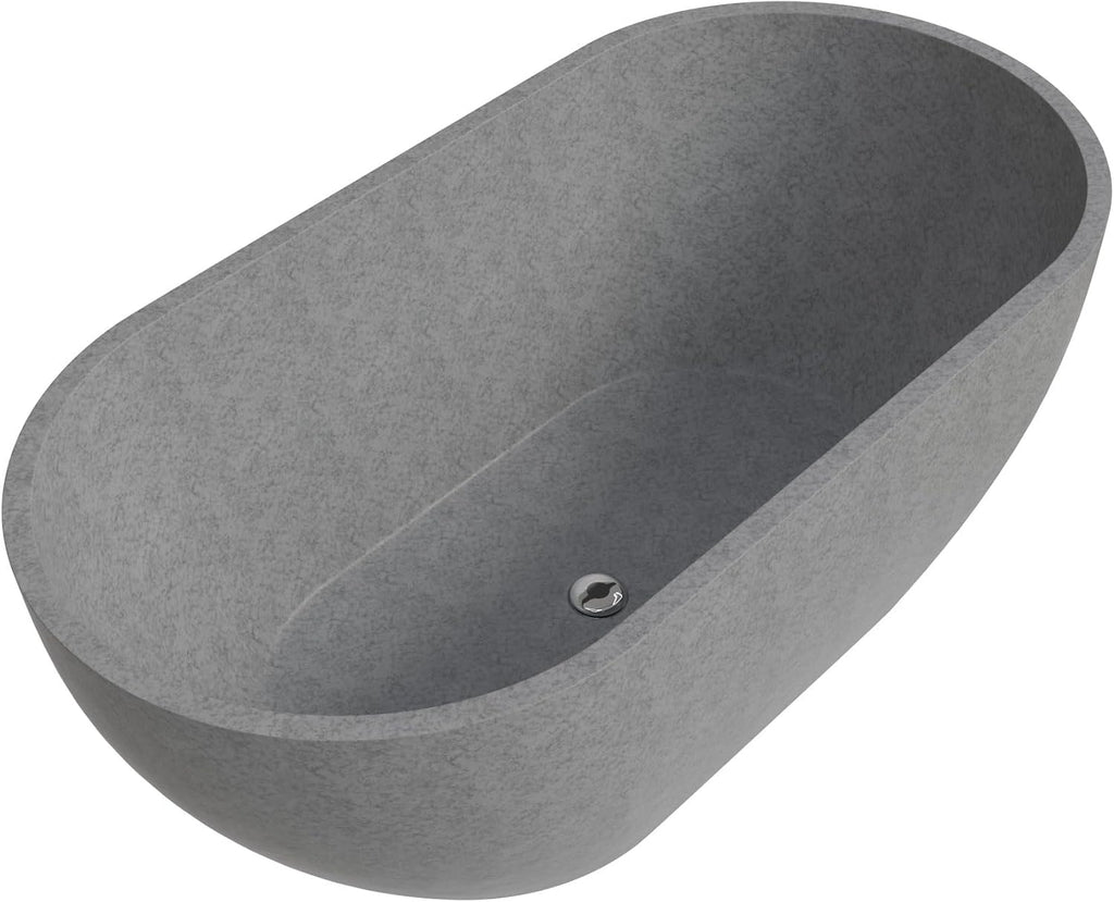 ALFI brand ABCO59TUB 59' Solid Concrete Oval Freestanding Bathtub