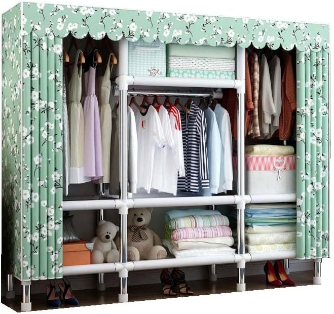 HUHJYUGE Closet Wardrobe, Freestanding Clothes Garment, Portable Wardrobe Closet for Hanging Clothes, Bedroom Armoire with Cover, Large Clothes Organizer, Clothes Hanging Rack for Cloakroom
