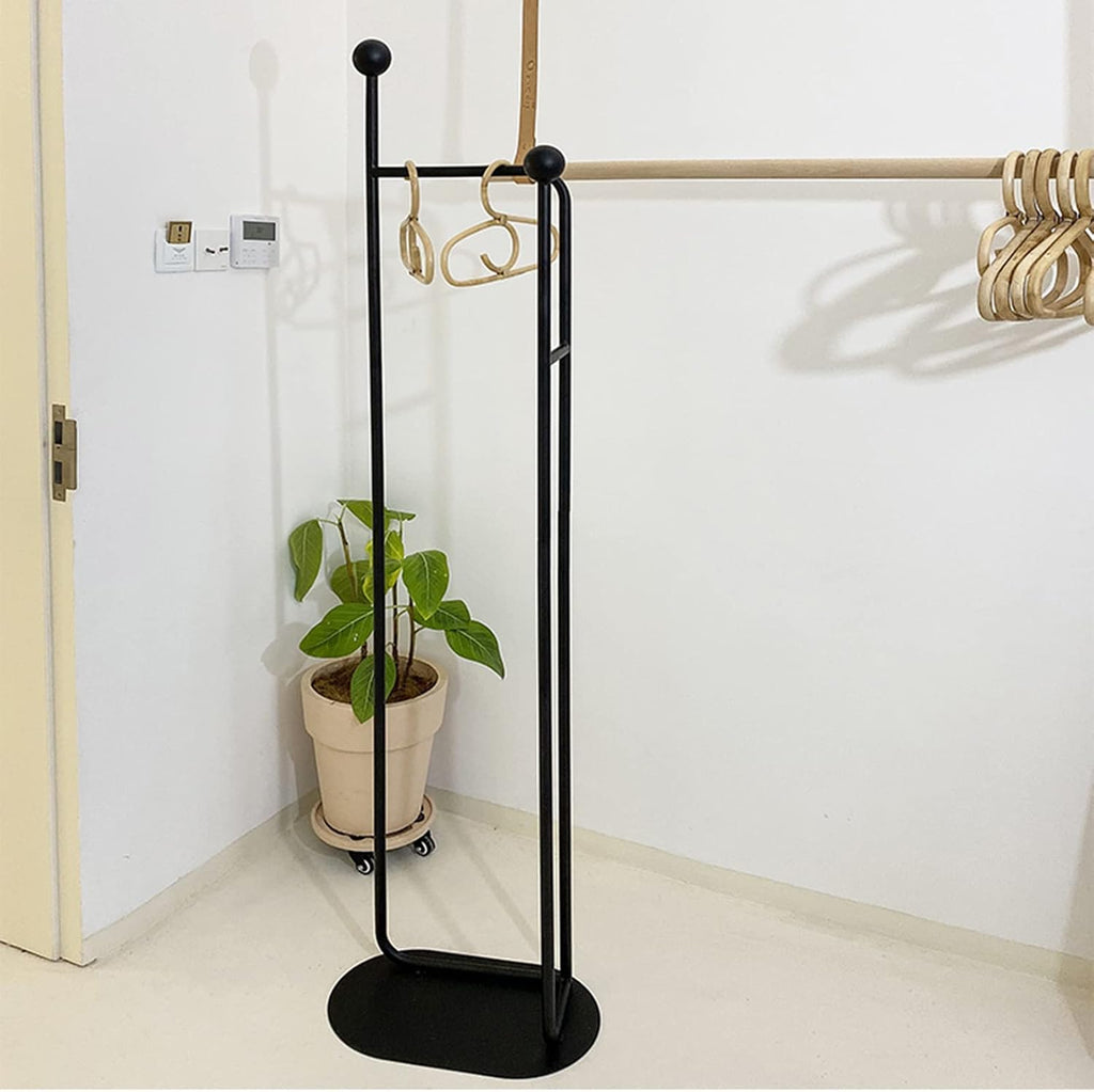 Heavy Duty Garment Rack Modern Metal Clothing Rack with Shelves Freestanding Coat Rack for Bedroom Hallway and Living Room Easy to Assemble Clothes Rail Small Space Storage Solution (Black)